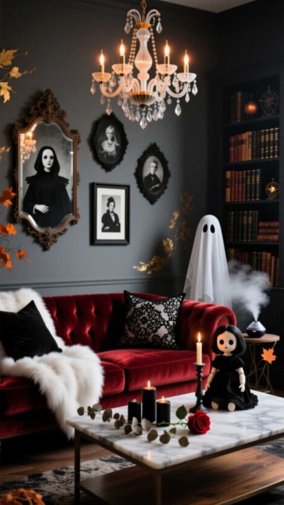 Spooky Yet Stylish Halloween Living Room Decor Ideas
