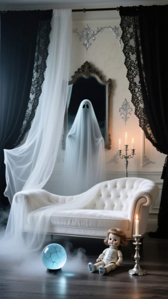 Hauntingly Chic Halloween Living Room Decor Ghost Style