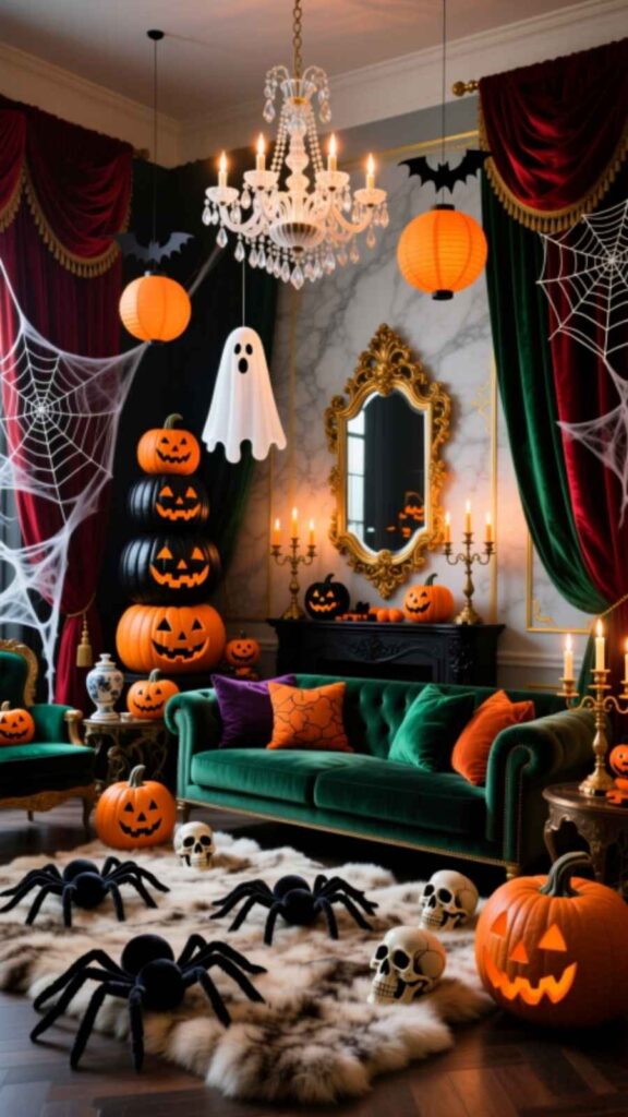 Maximalist Halloween Living Room Decorations For Bold Style