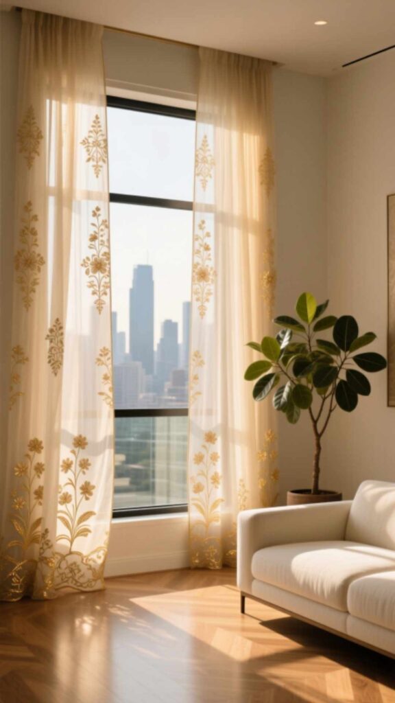 Sheer Curtains with Embroidery