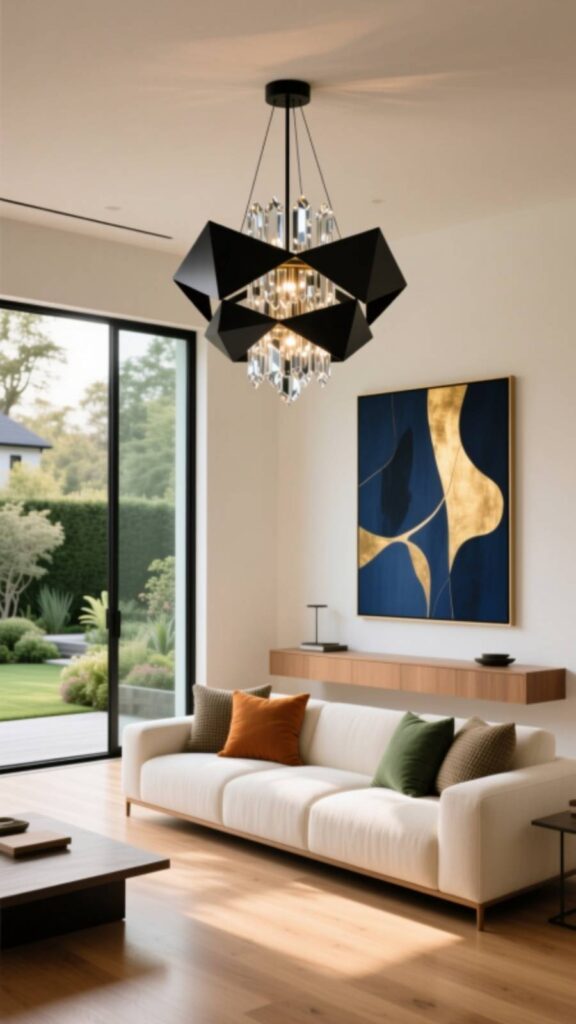 Living Room with Statement Lighting