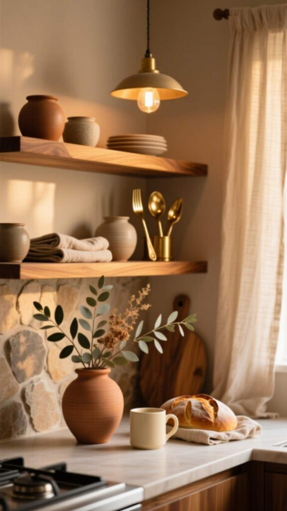 Open Shelving with Warm Accents