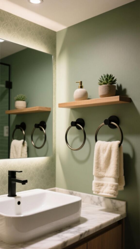 Towel Rings Beside the Sink