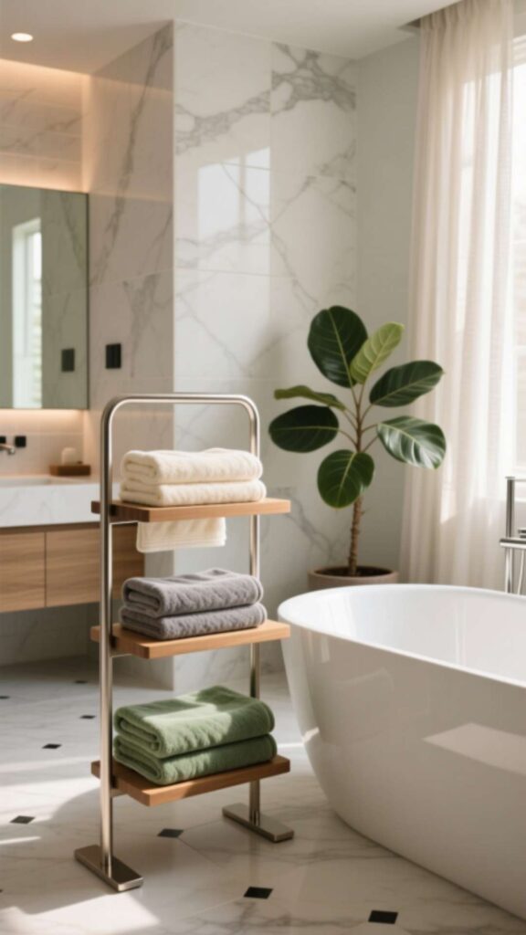 Towel Stand Beside the Bathtub