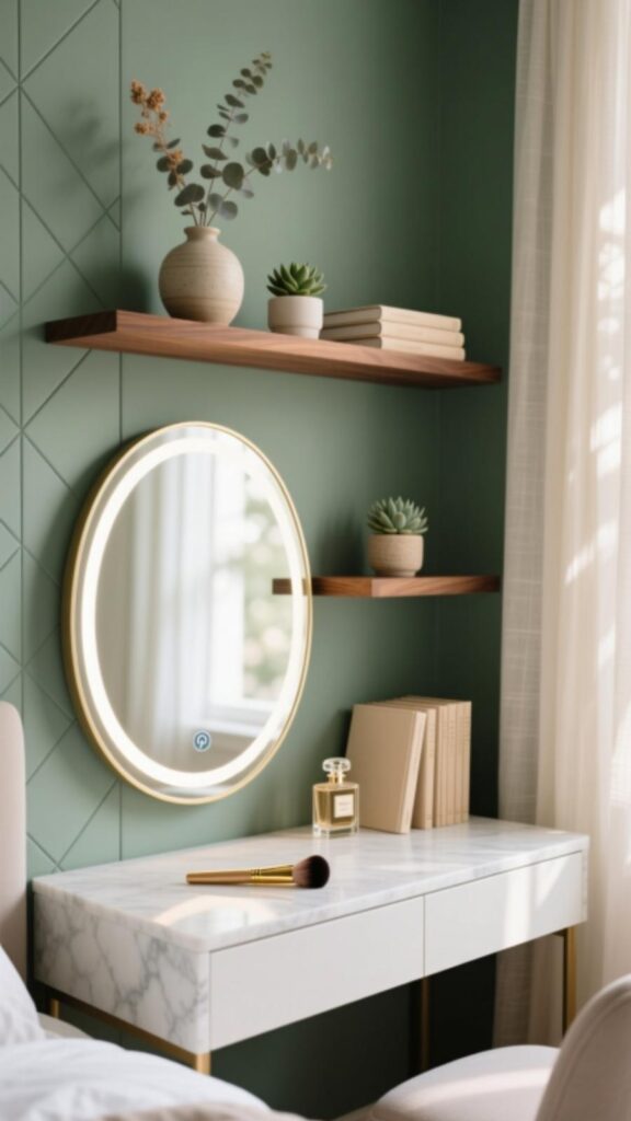 Vanity with Shelving Above