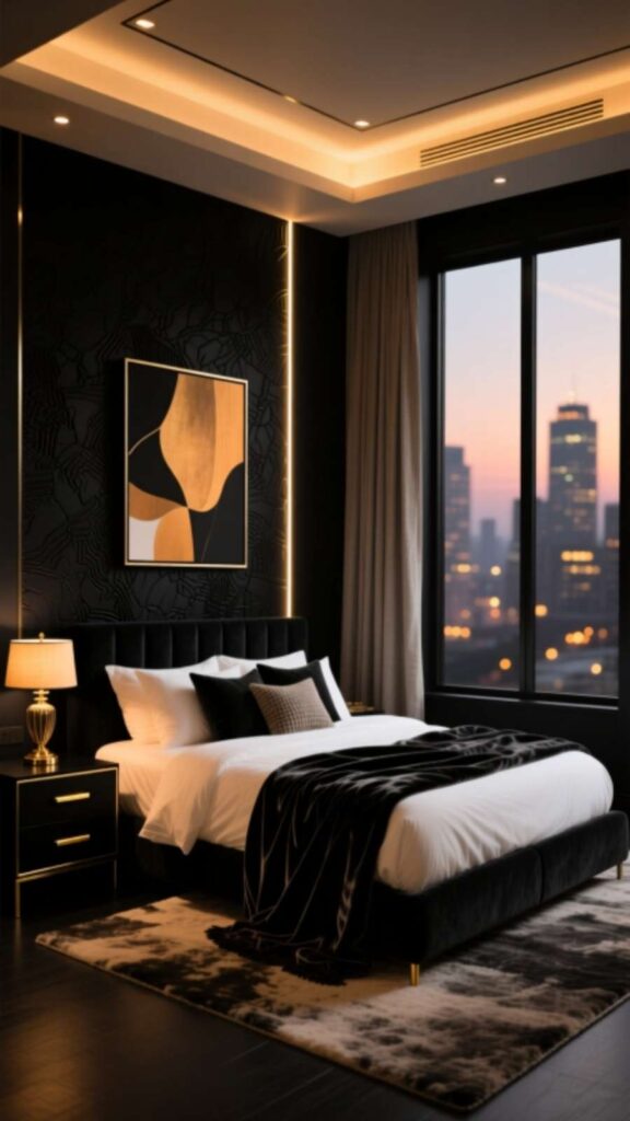 Cozy Black with Warm Lighting