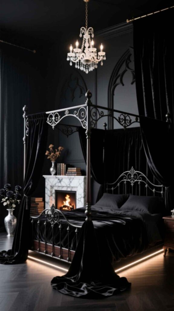 Gothic-Inspired Black Bedroom