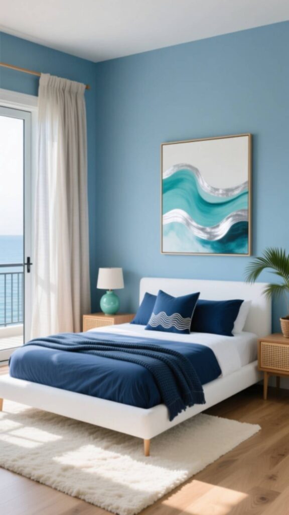 Coastal Blue Bedroom Vibes