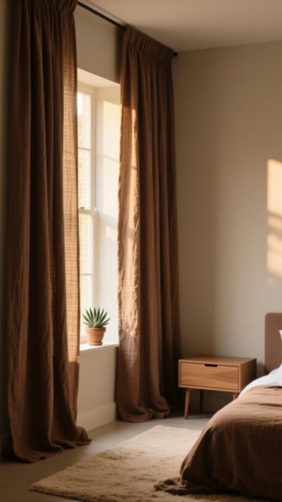 Brown Curtains for Depth