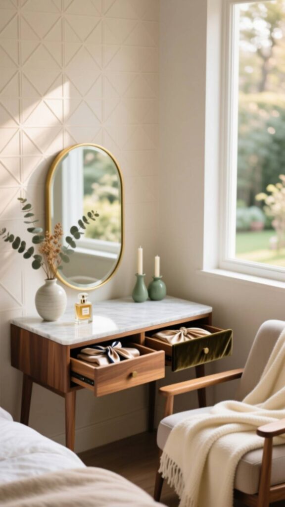 Corner Dressing Table for Compact Spaces