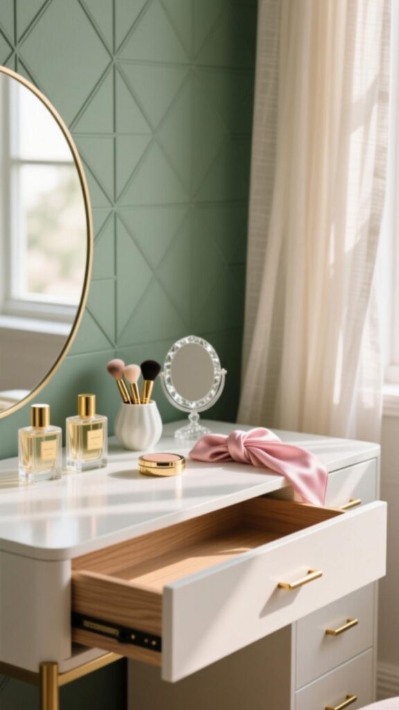 Dressing Table with Built-in Storage Drawers