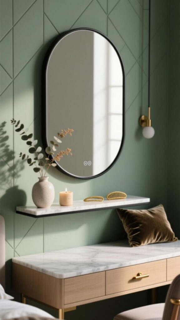 Wall Mirror with Floating Shelf