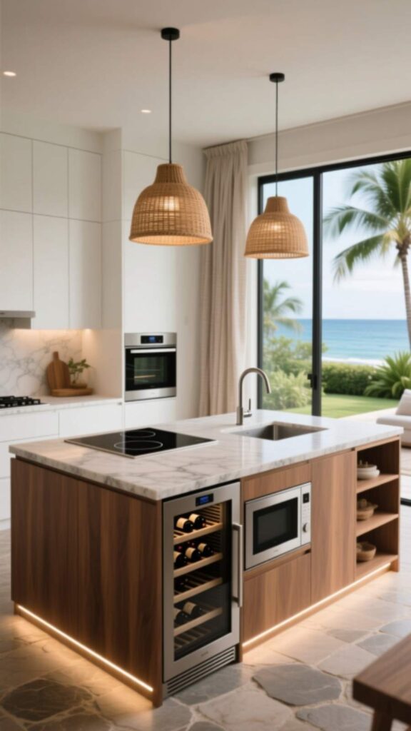 Island with Integrated Appliances