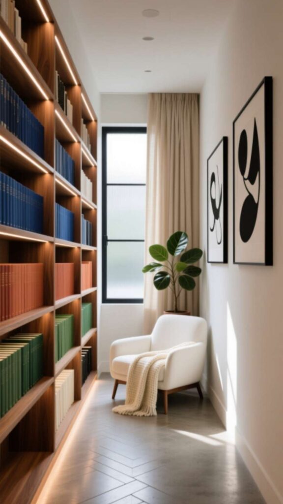 Compact Library in Hallway