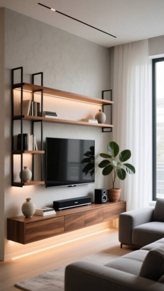  Built-In Media Wall with Storage