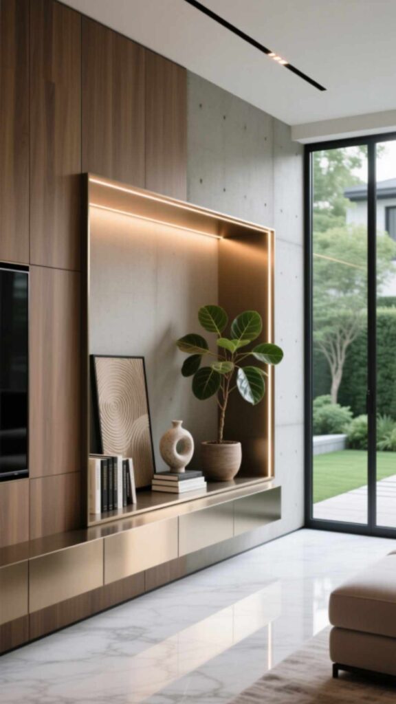 Media Wall with Textured Panels