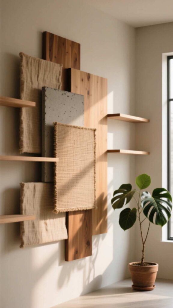 Media Wall with Glass Shelving