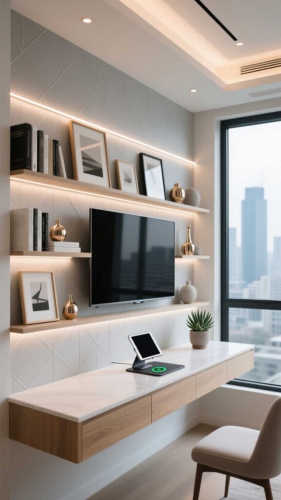 Media Wall with Hidden Storage