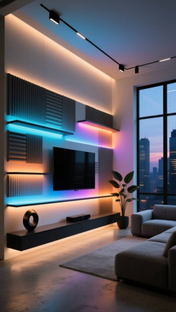 Media Wall with LED Lighting