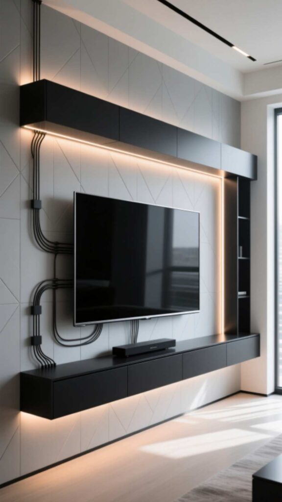 Media Wall with Hidden Wires