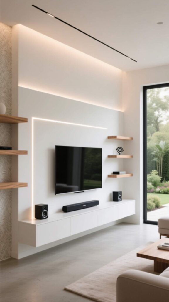 Minimalist White Media Wall