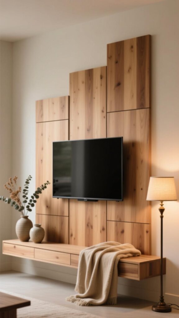 Media Wall with Wood Paneling