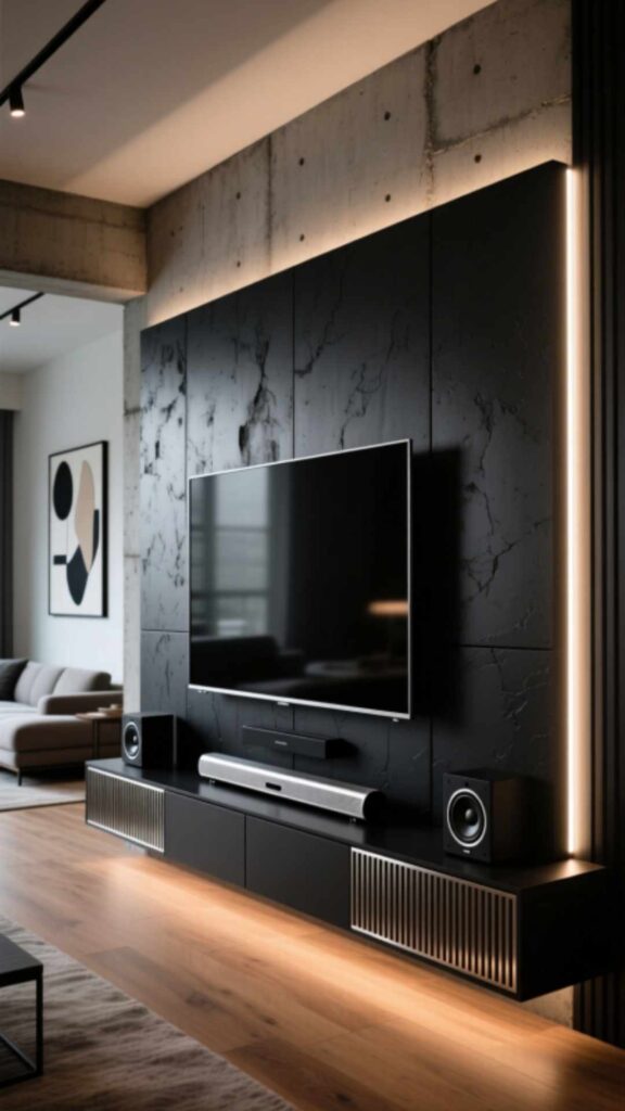 Media Wall with Sound System Integration