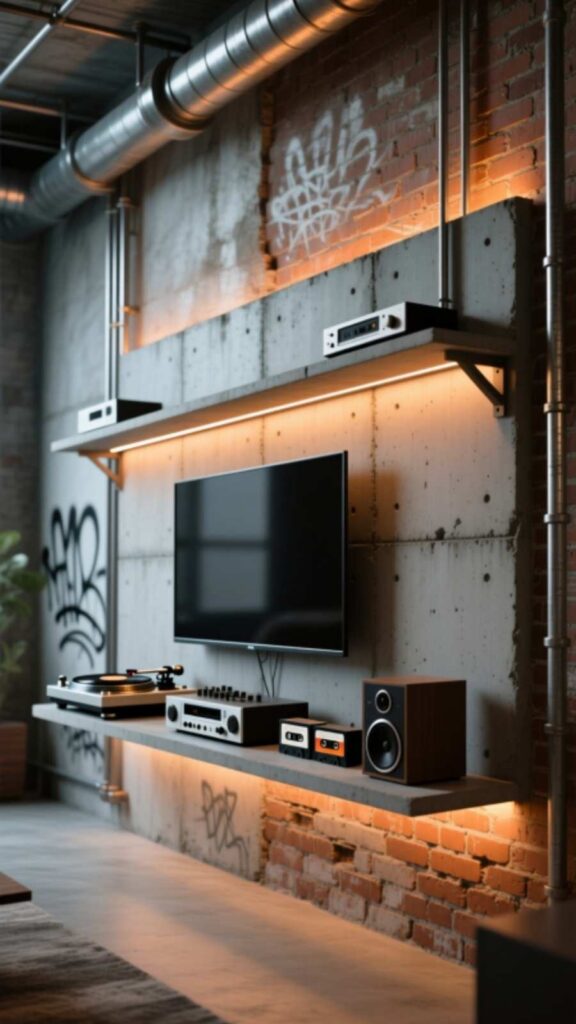 Industrial Style Media Wall