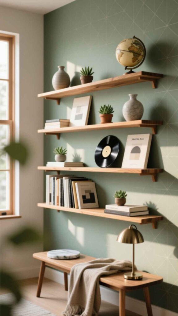 Media Wall with Bookshelves