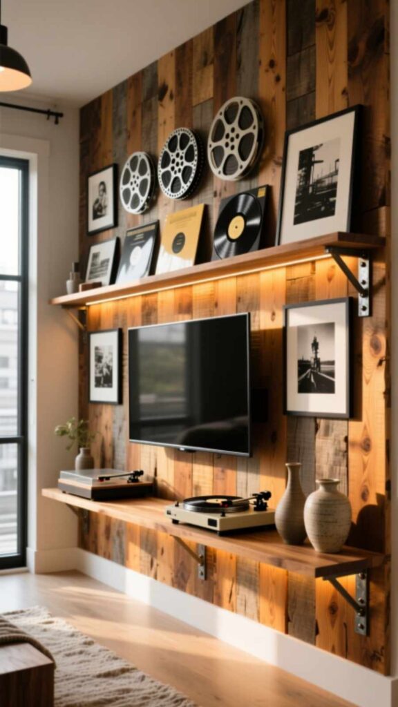 Rustic Media Wall Design