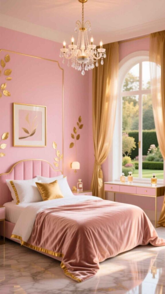 Glamorous Pink and Gold Bedroom