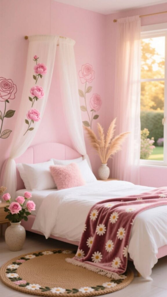Pink Bedroom with Floral Touches
