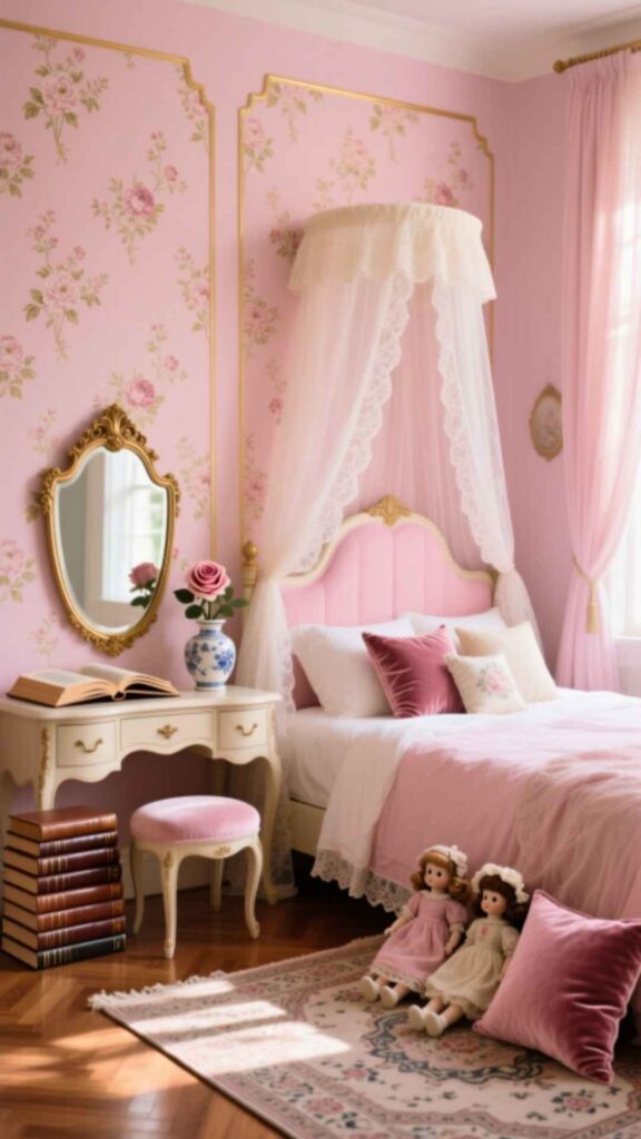 Vintage Pink Bedroom Design