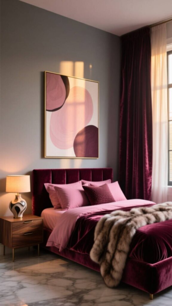Dark Pink and Burgundy Bedroom
