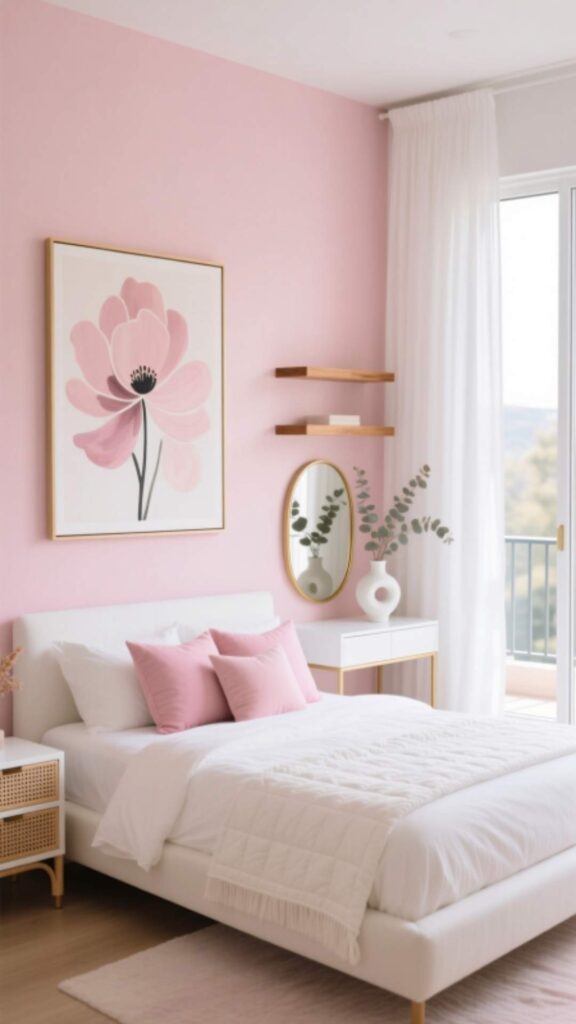 Pink Bedroom with White Accents