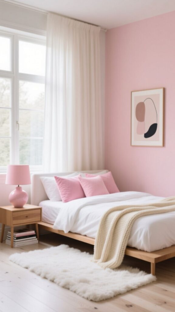 Pink Scandinavian Bedroom