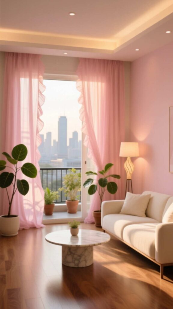 Pink Curtains for Warm Ambiance