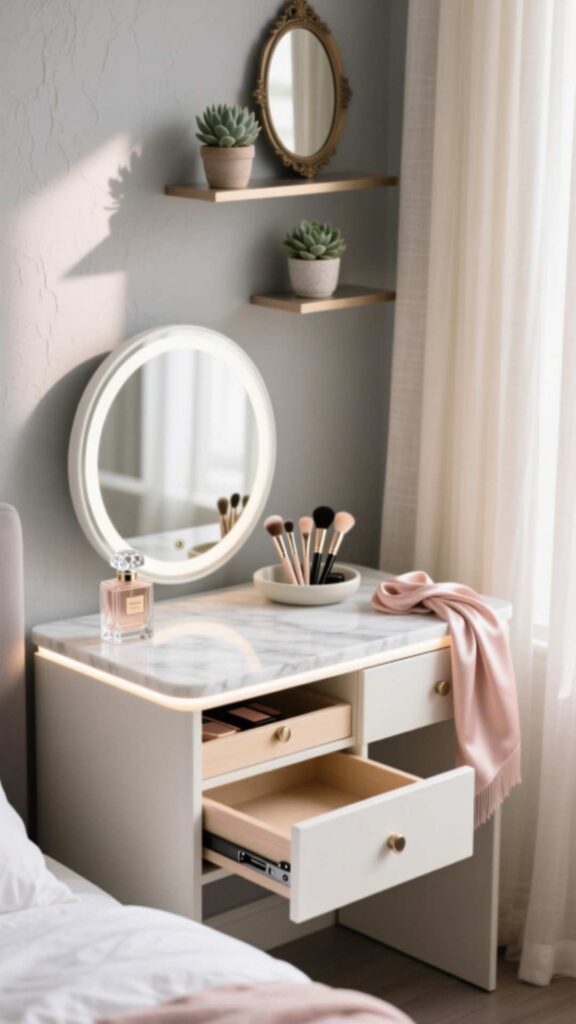 Compact Vanity with Hidden Storage