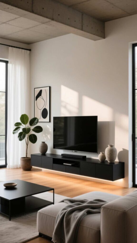 Black Modern TV Unit