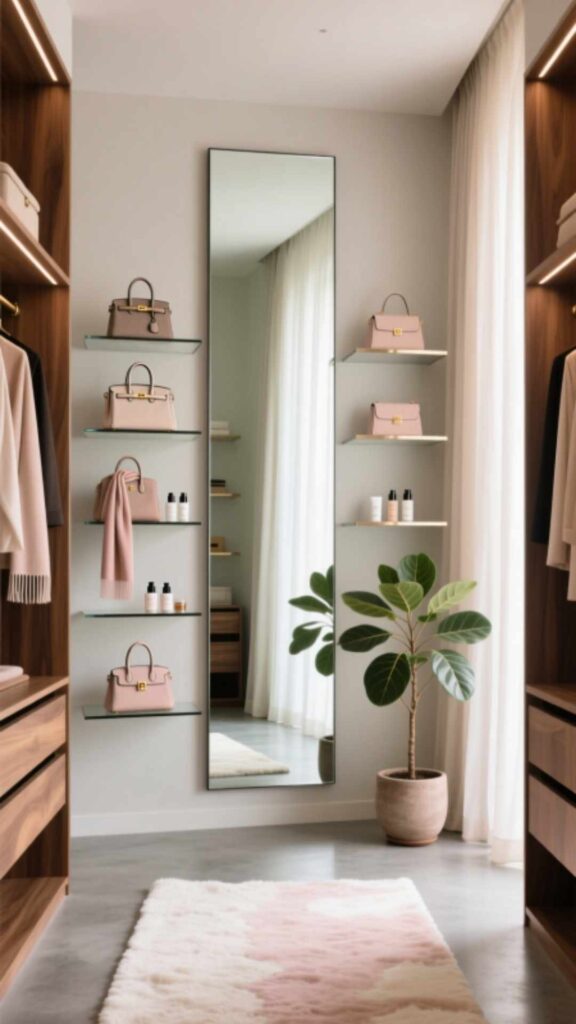 Walk-In Closet with Mirror Wall