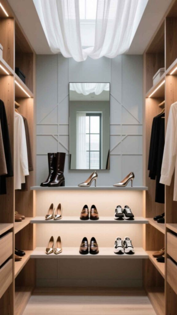 Walk-In Closet with Shoe Display