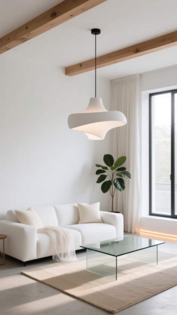 White Living Room with Mirrors