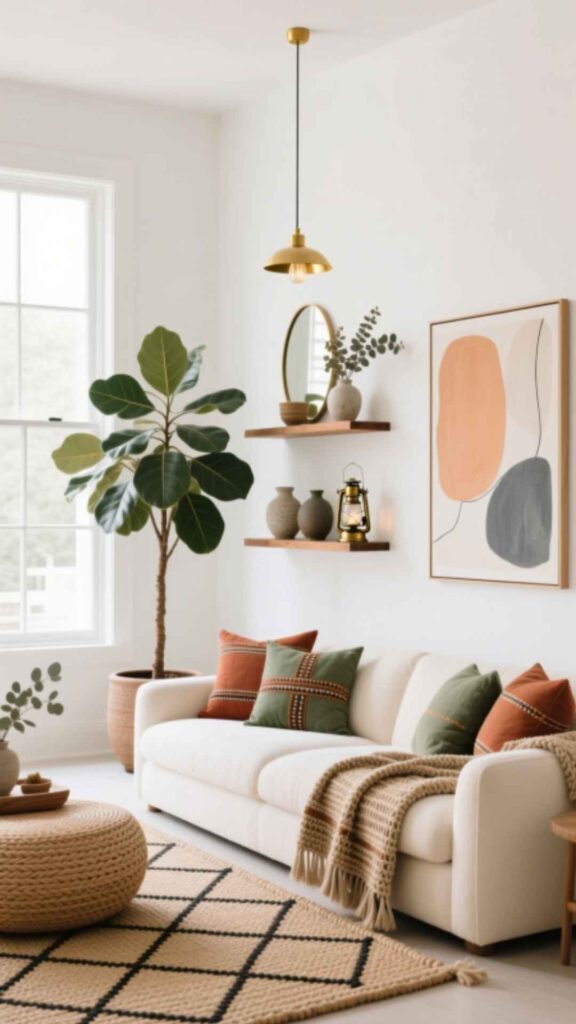 White Living Room with Fireplace