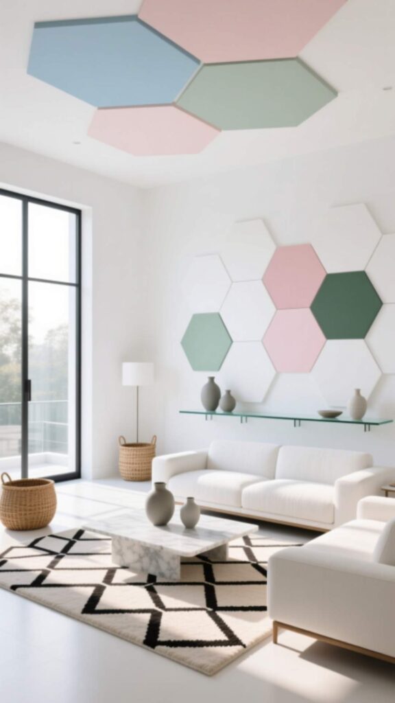 White with Geometric Patterns