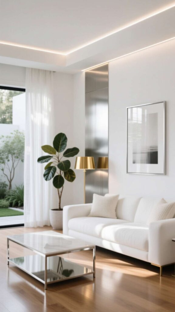 White with Metallic Accents