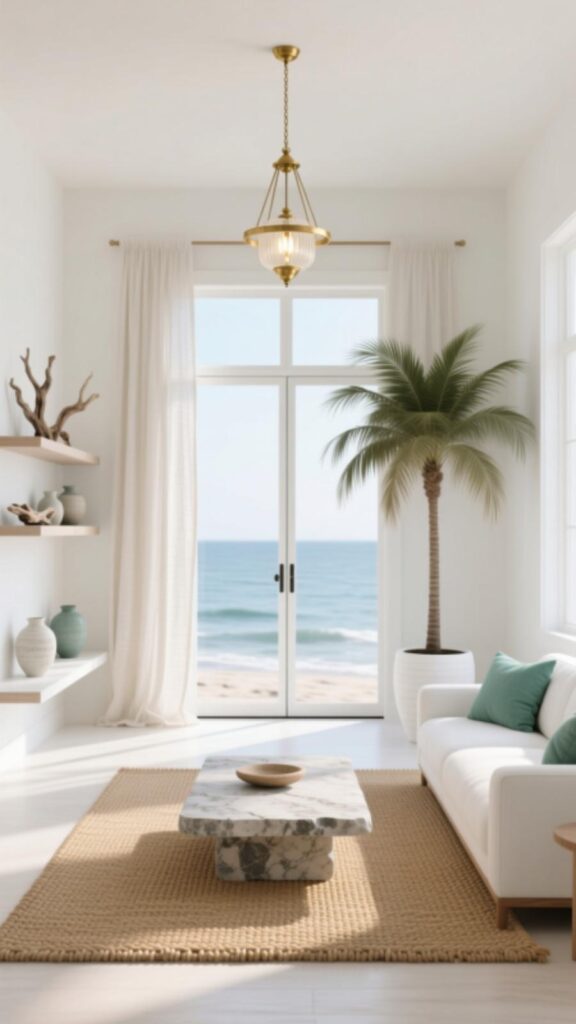 White Coastal Living Room