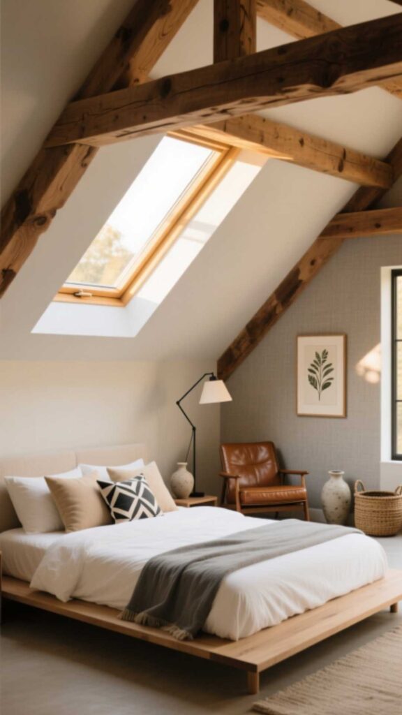 Attic Bedroom with Exposed Beams