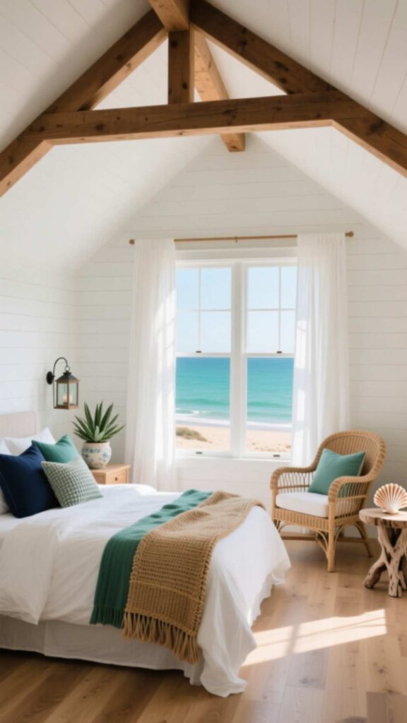 Coastal-Themed Attic Bedroom