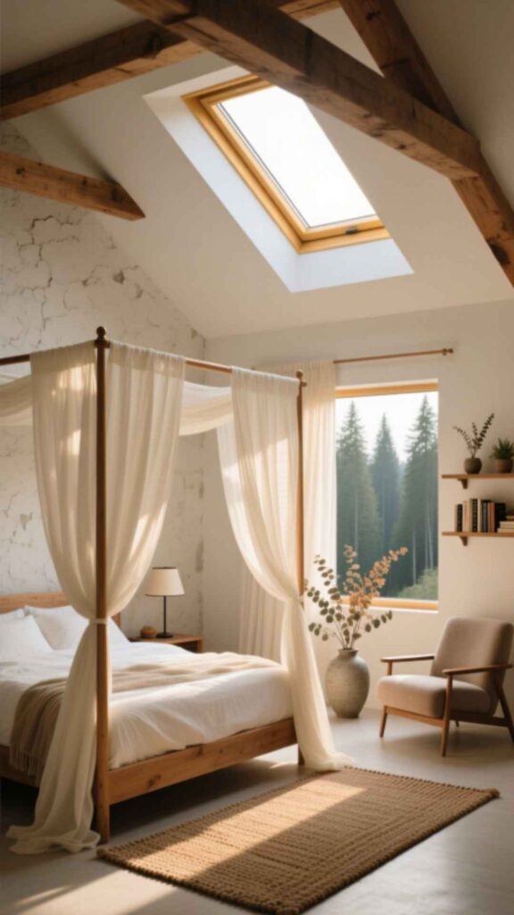 Attic Bedroom with a Canopy Bed