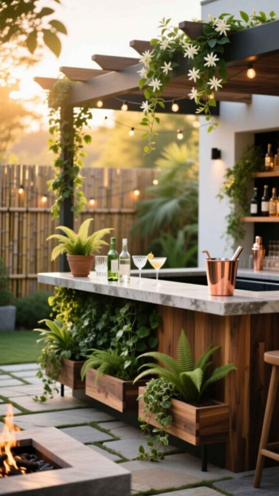 Garden Bar with Greenery